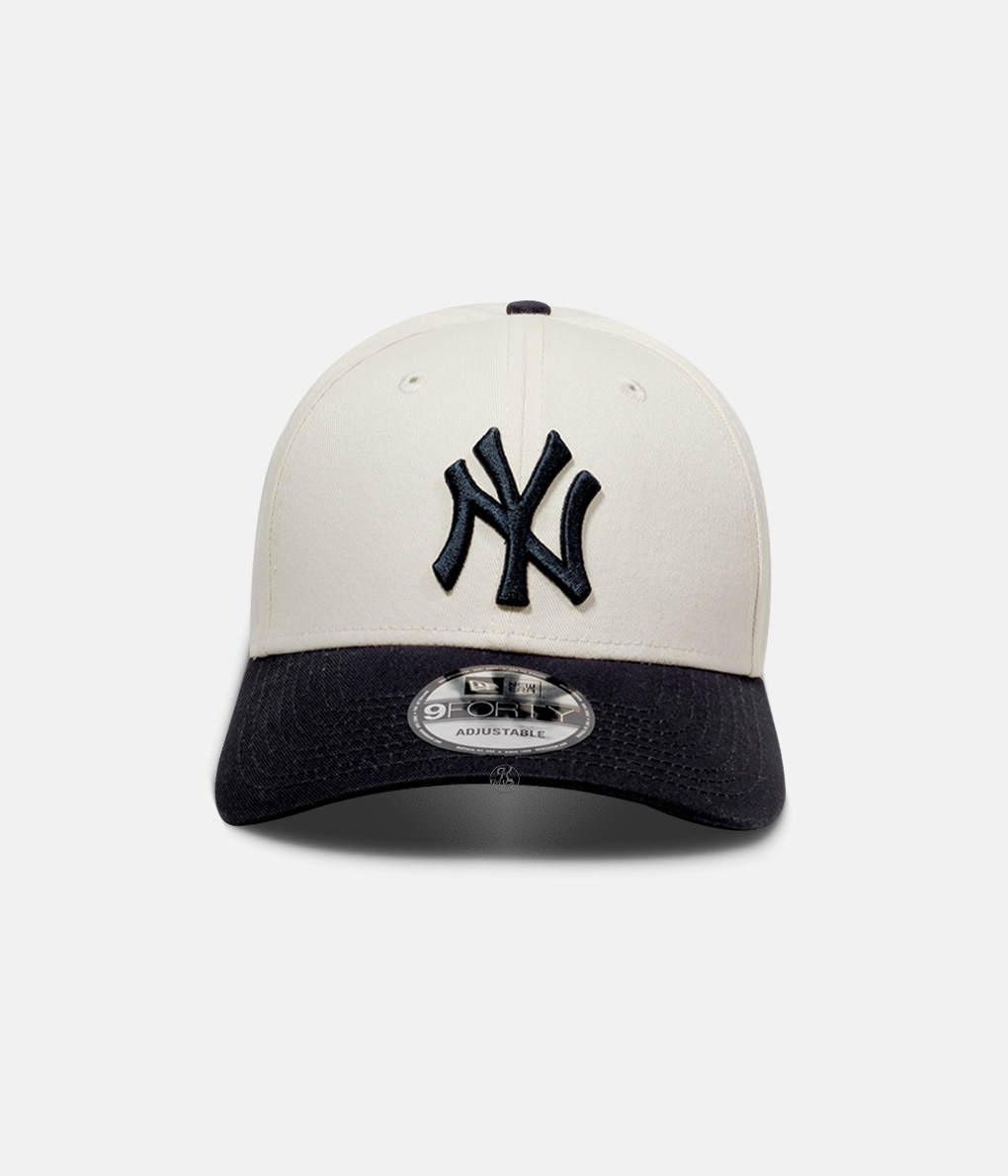 New Era 9Forty Cap NY 燕麥白底 深藍Logo棒球帽