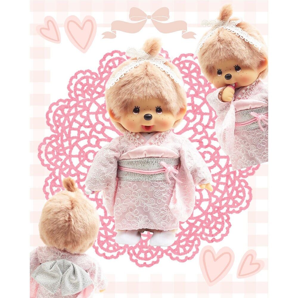 預購┃Monchhichi 夢奇奇 蒙奇奇 傳統 和服 女生 淡粉紅 奶茶棕 娃娃