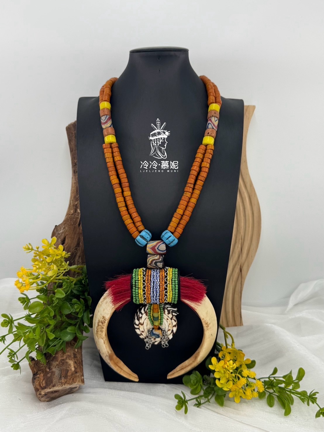 M-No.25傳統花珠大山豬牙長鍊90cm