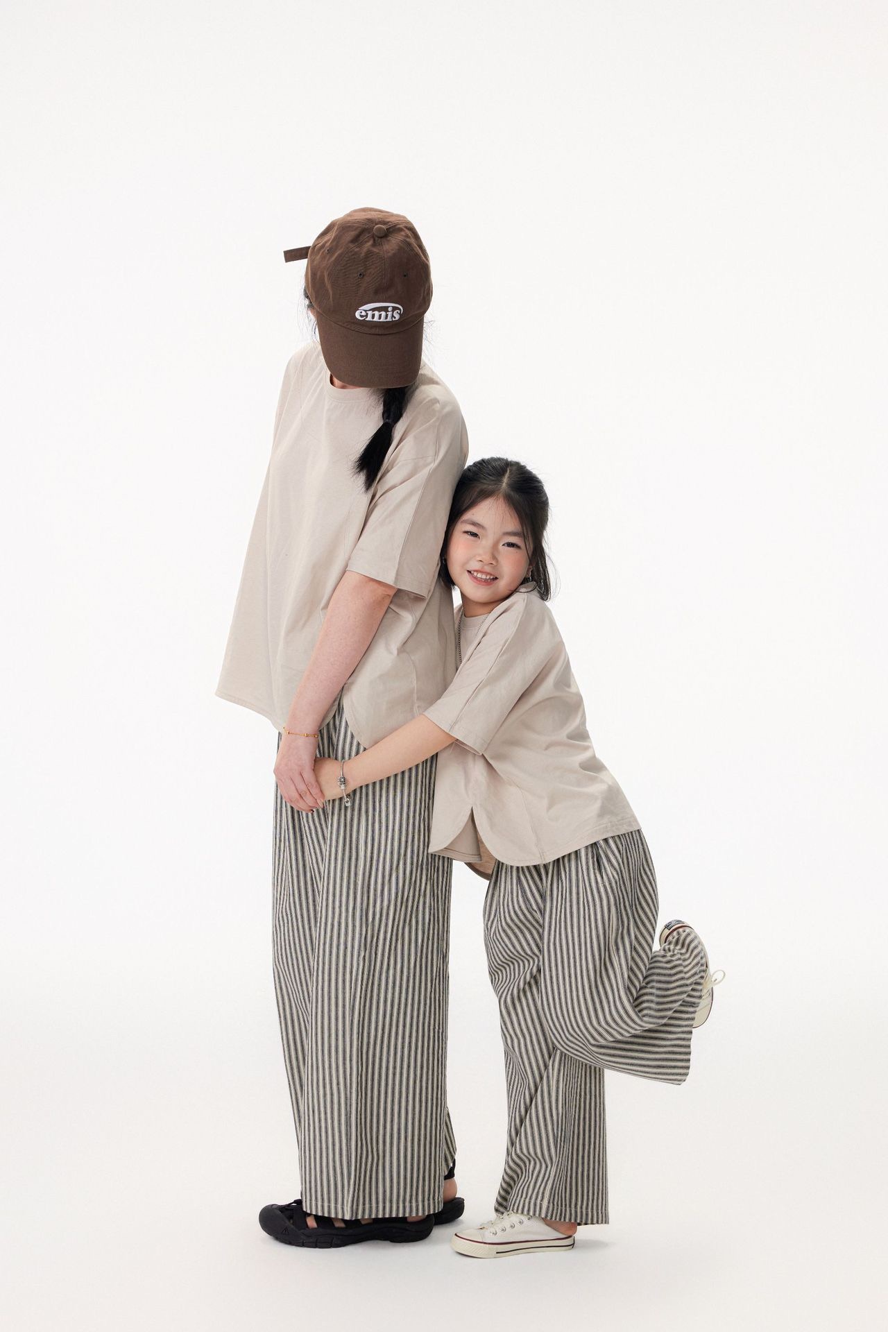 親子裝_日系花苞腰條紋寬褲