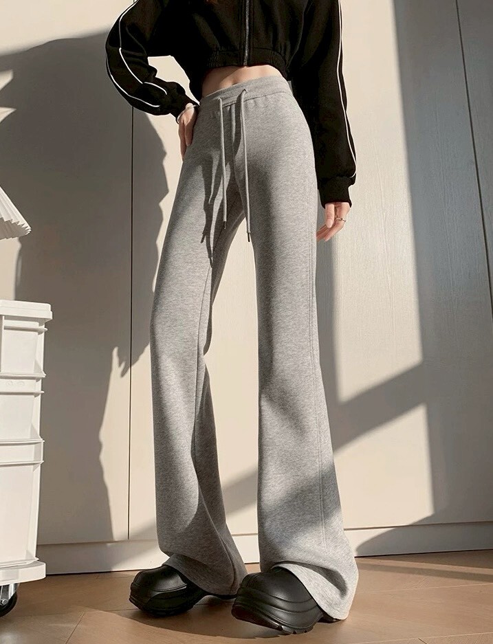 弧型提臀棉質喇叭褲