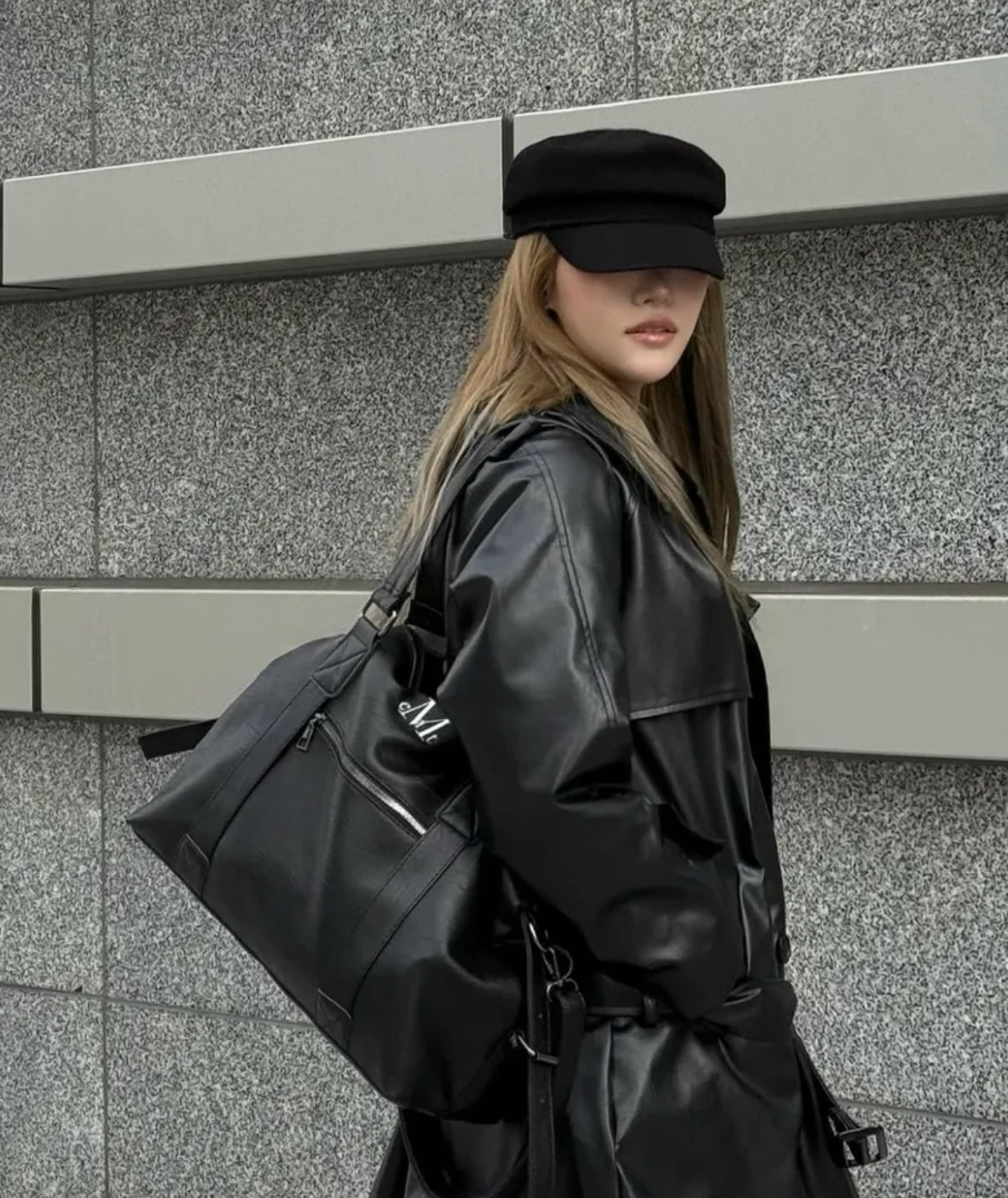 韓國🇰🇷連線 MUCENT 大容量旅行袋 肩背包 健身包 手提袋 黑色 簡約風 (任買兩件7-11免運)/預購