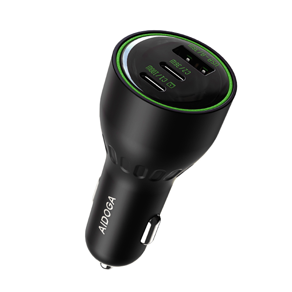 AIDOGA 艾迪伽 136W 三孔 Type-C+USB-A PD 車充點菸器快充車用充電器 LED FastPulse系列 適用手機/平板/筆電