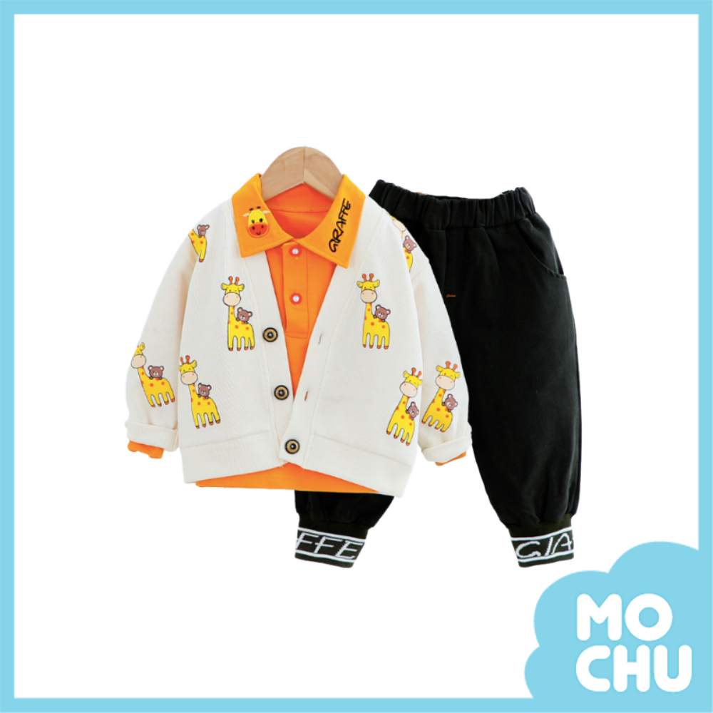 長頸鹿與熊開襟衫套裝(二色)