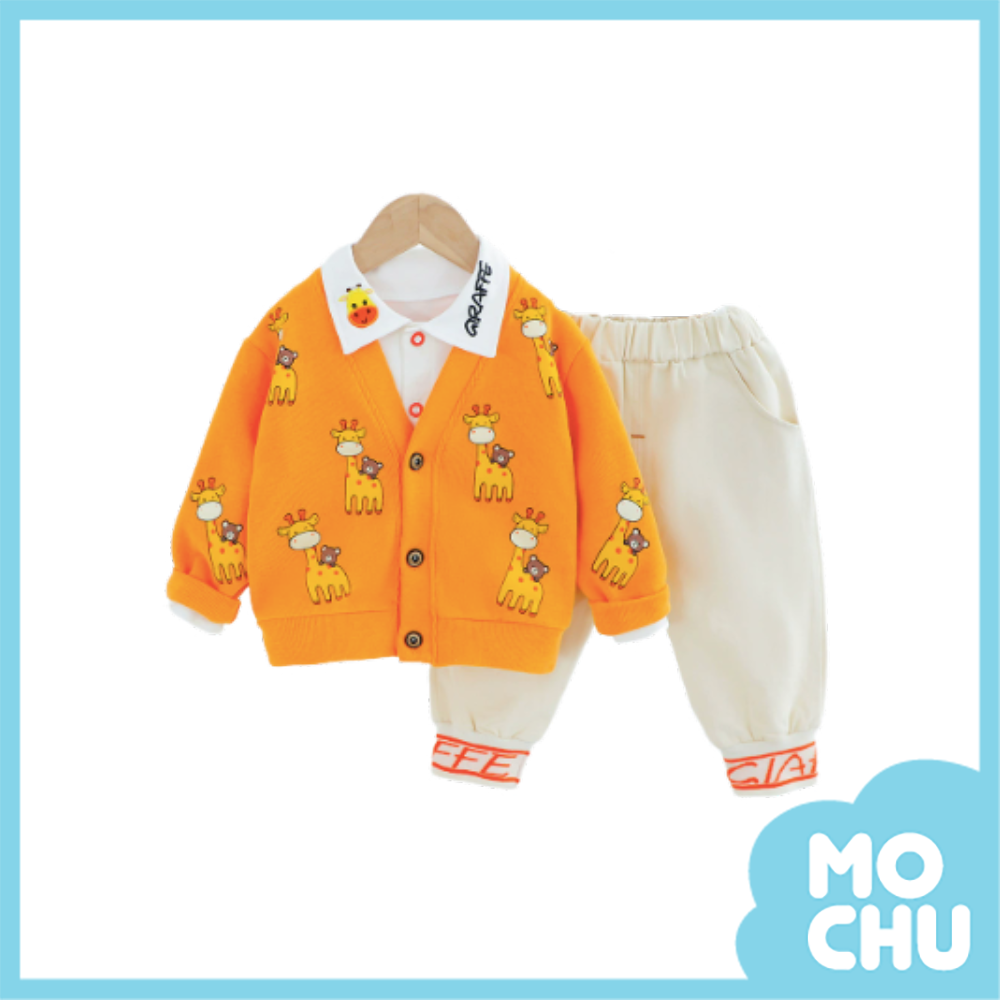 長頸鹿與熊開襟衫套裝(二色)