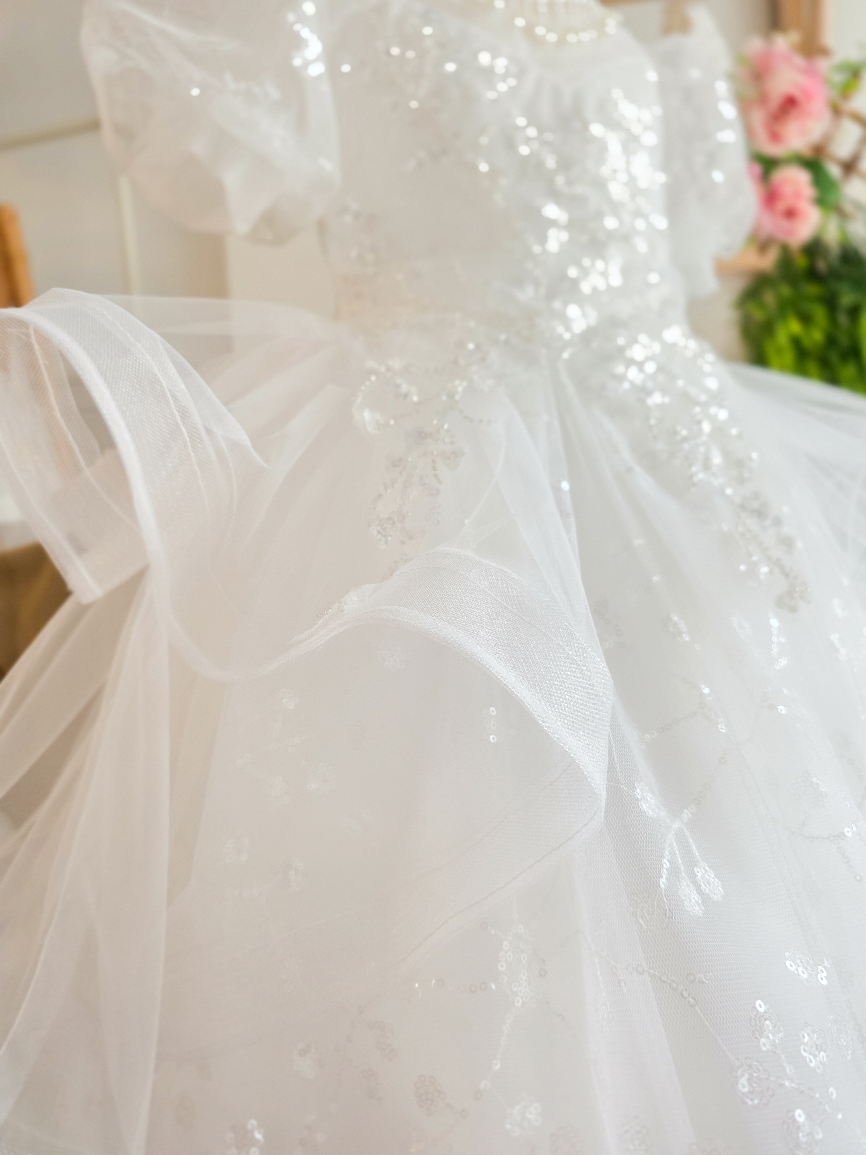 珍珠心領公主 長版洋裝/小禮服