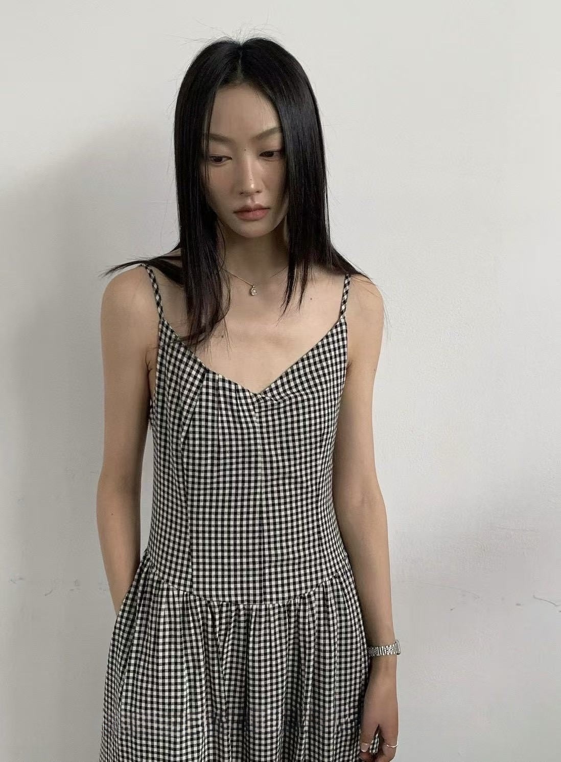 802 春感V領細肩長洋