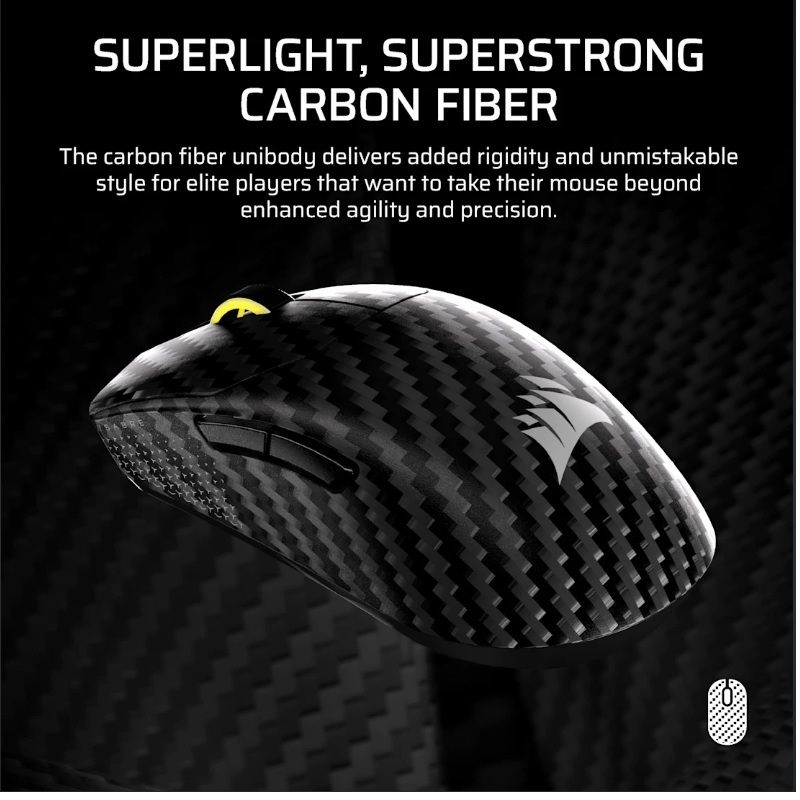 Corsair 海盜船 SABRE 聖劍 V2 Pro 8K碳纖維 黑色三模無線滑鼠/CH-931G200-WW