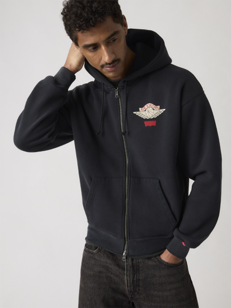 Levi’s x Nike Air Jordan Fleece 雙拉鍊 連帽外套 黑 IM6735-010