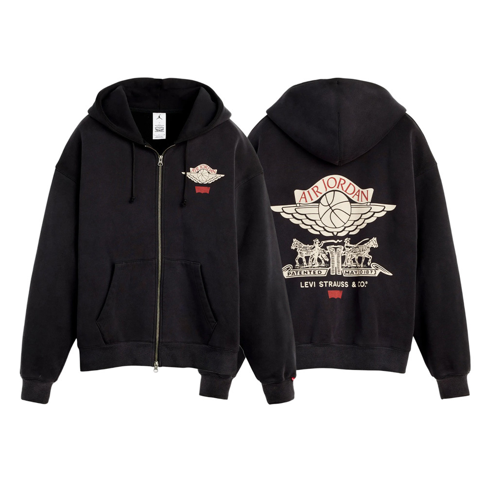 Levi’s x Nike Air Jordan Fleece 雙拉鍊 連帽外套 黑 IM6735-010