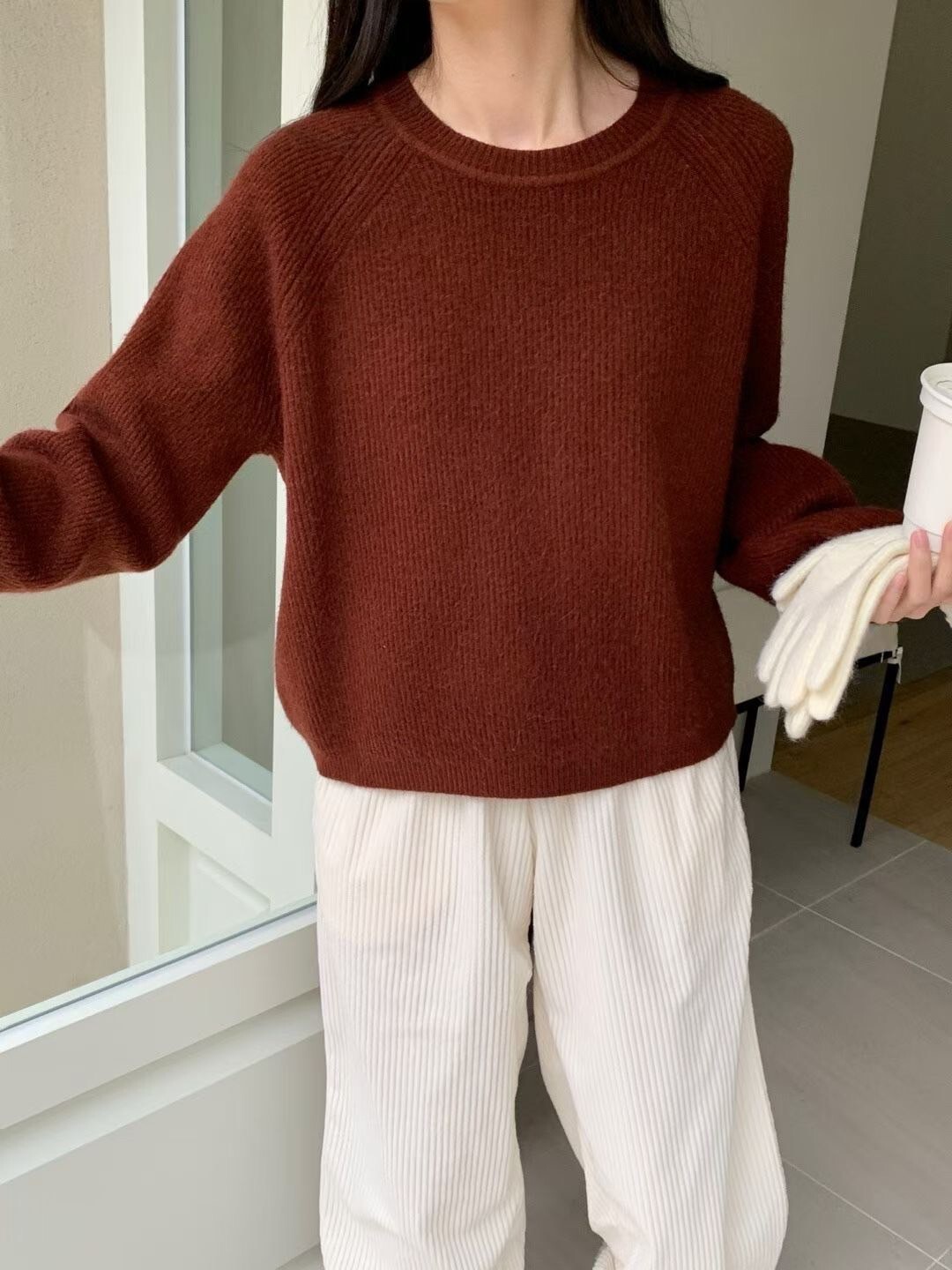 早春色系圓領薄款針織上衣 / 3色