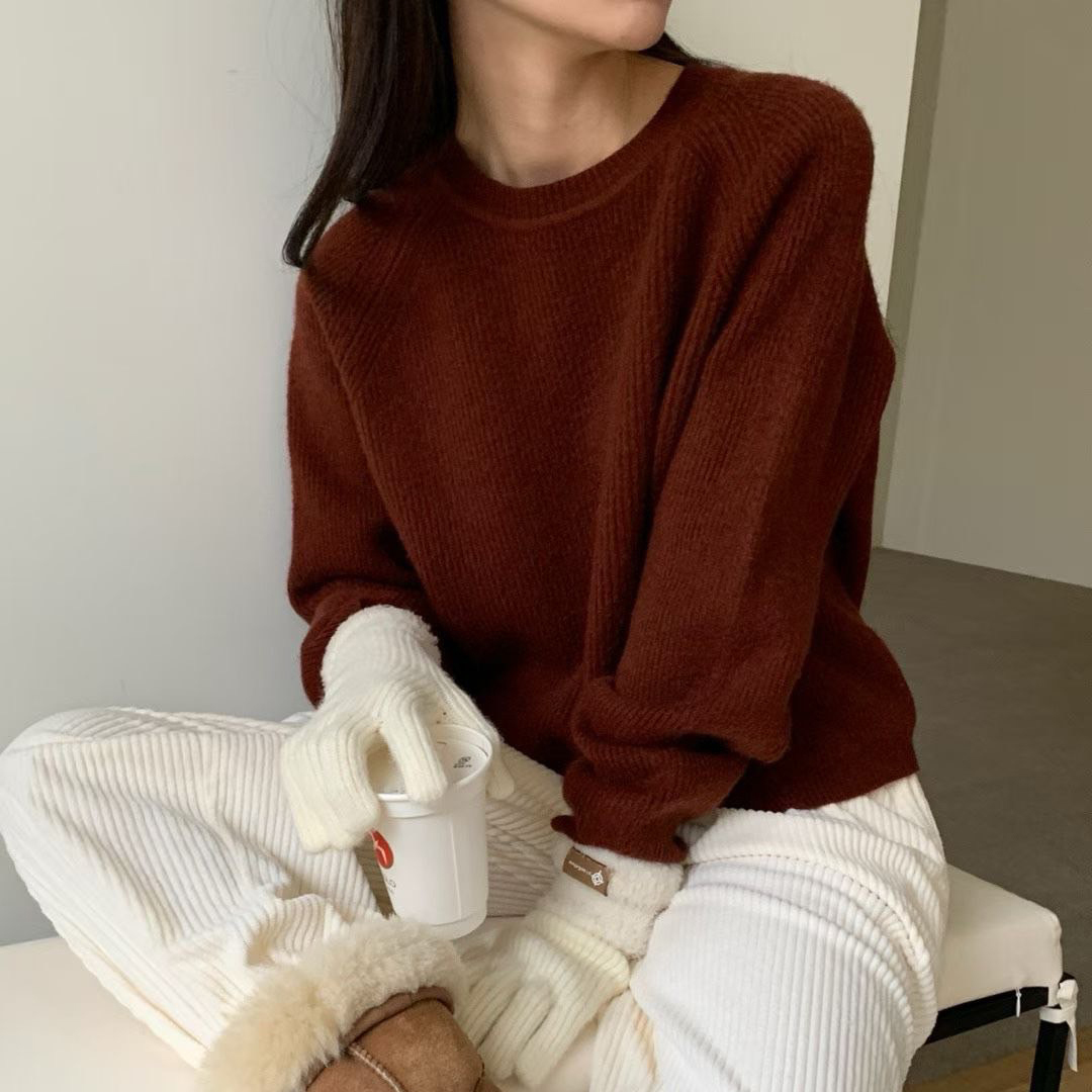 早春色系圓領薄款針織上衣 / 3色