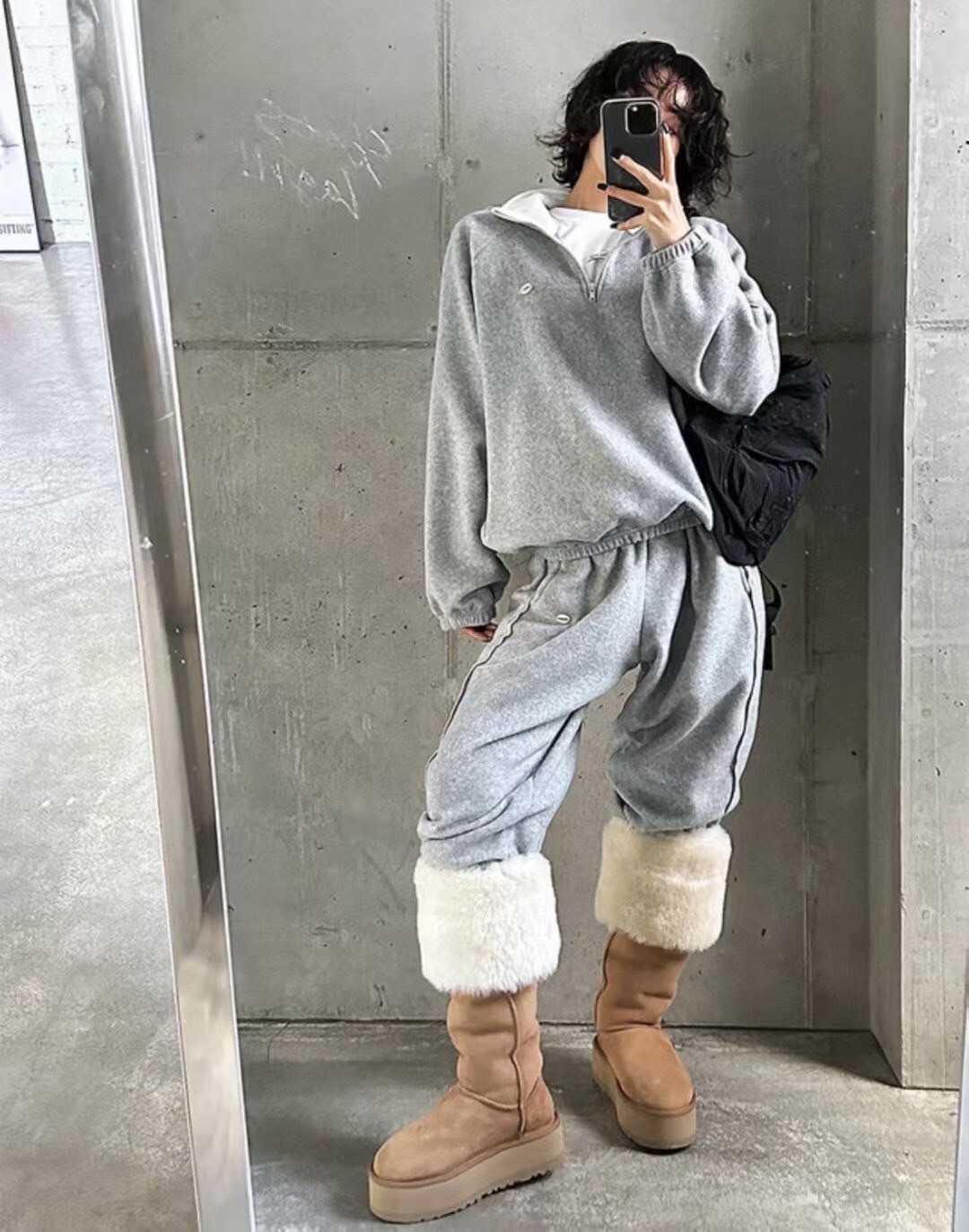 小圓牌翻領拉鍊縮腰衛衣+長褲SET / 2色