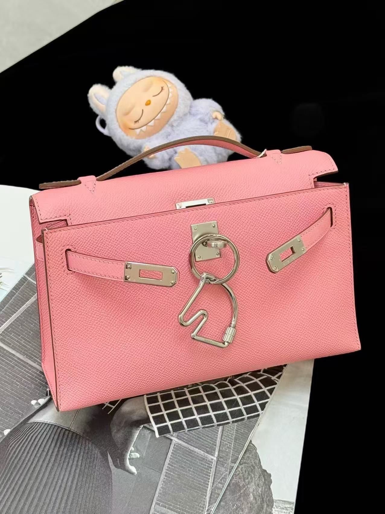 Kelly pochette  1Q rose confetti ck epsom T