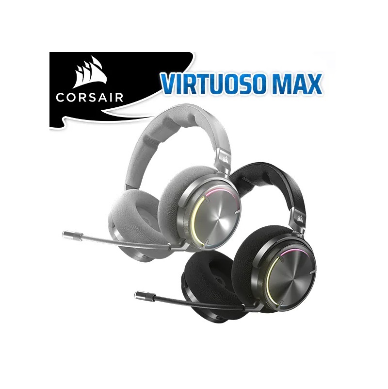 CORSAIR 海盜船 VIRTUOSO MAX鑑賞家 無線耳機麥克風 碳黑/銀色