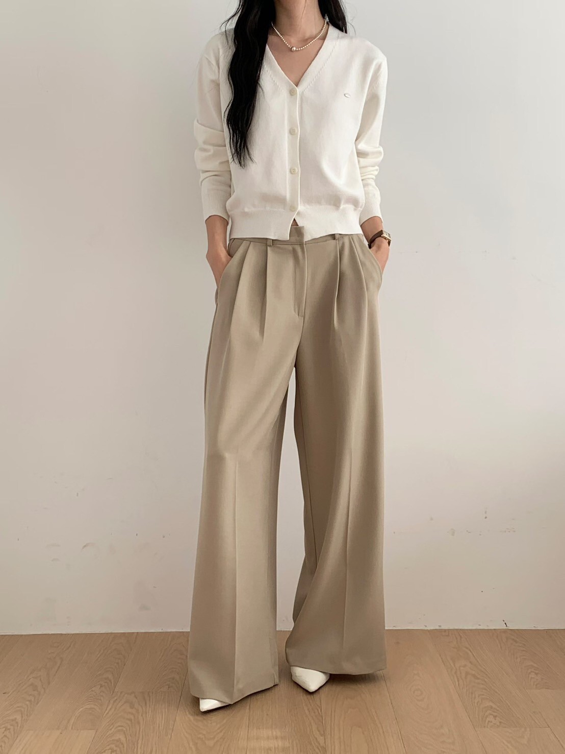 帥氣感打褶造型直筒西裝褲長褲-S-L / 3色