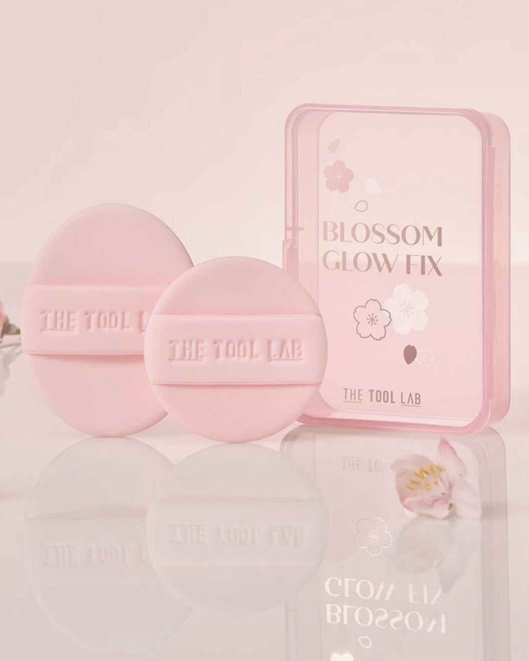 <韓國代購 櫻花季限定>The Tool Lab 粉撲四入組 粉色 附收納盒+專用清潔皂