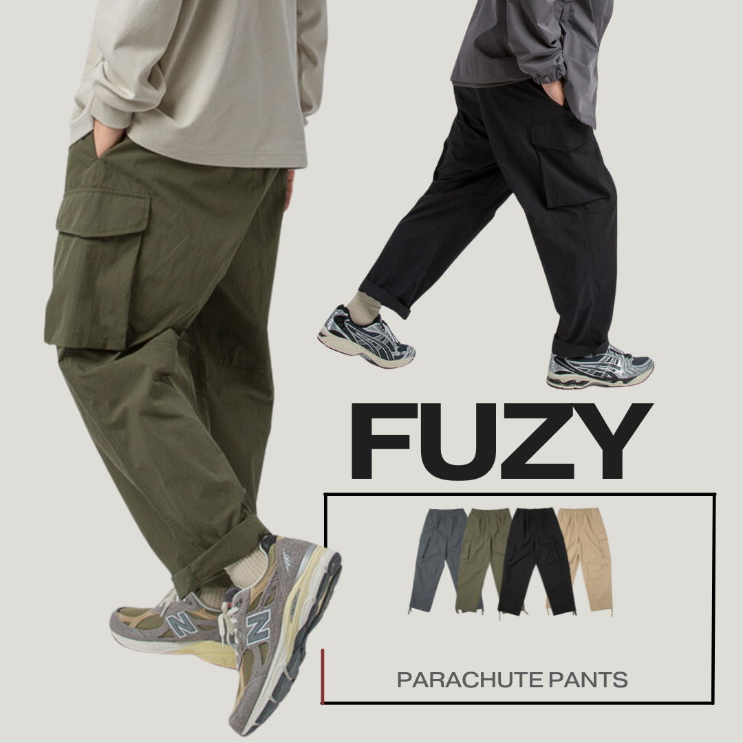 WIRE 傘兵 大口袋 長褲 寬鬆 工裝 男裝長褲 寬版【 FUZY 】- P202516