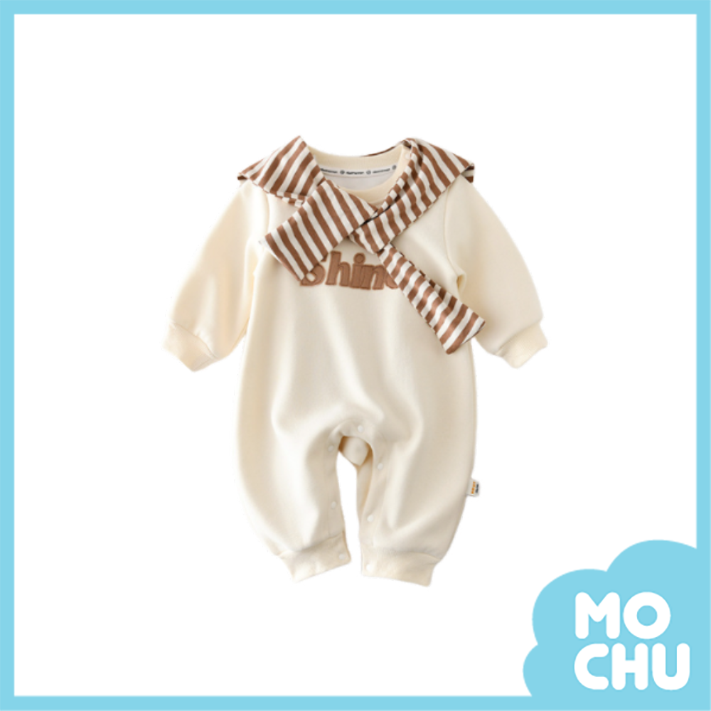 條紋披肩長袖連身衣