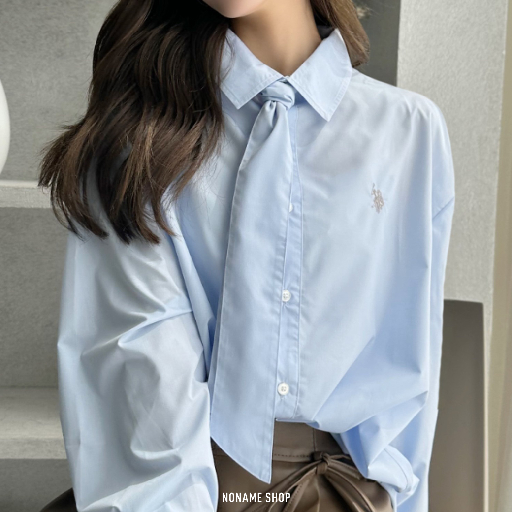 U.S. POLO ASSN. 日系 領帶 寬鬆 襯衫 三色 (女款)