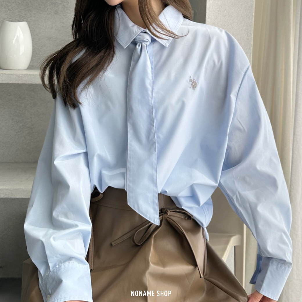 U.S. POLO ASSN. 日系 領帶 寬鬆 襯衫 三色 (女款)