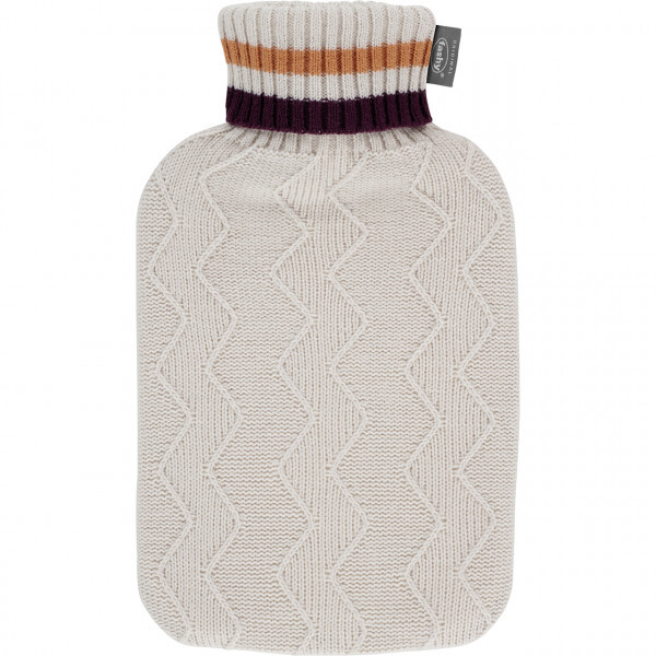 FASHY Hot Water Bottle knitted cover with turtle-neck 2.0L (Beige)