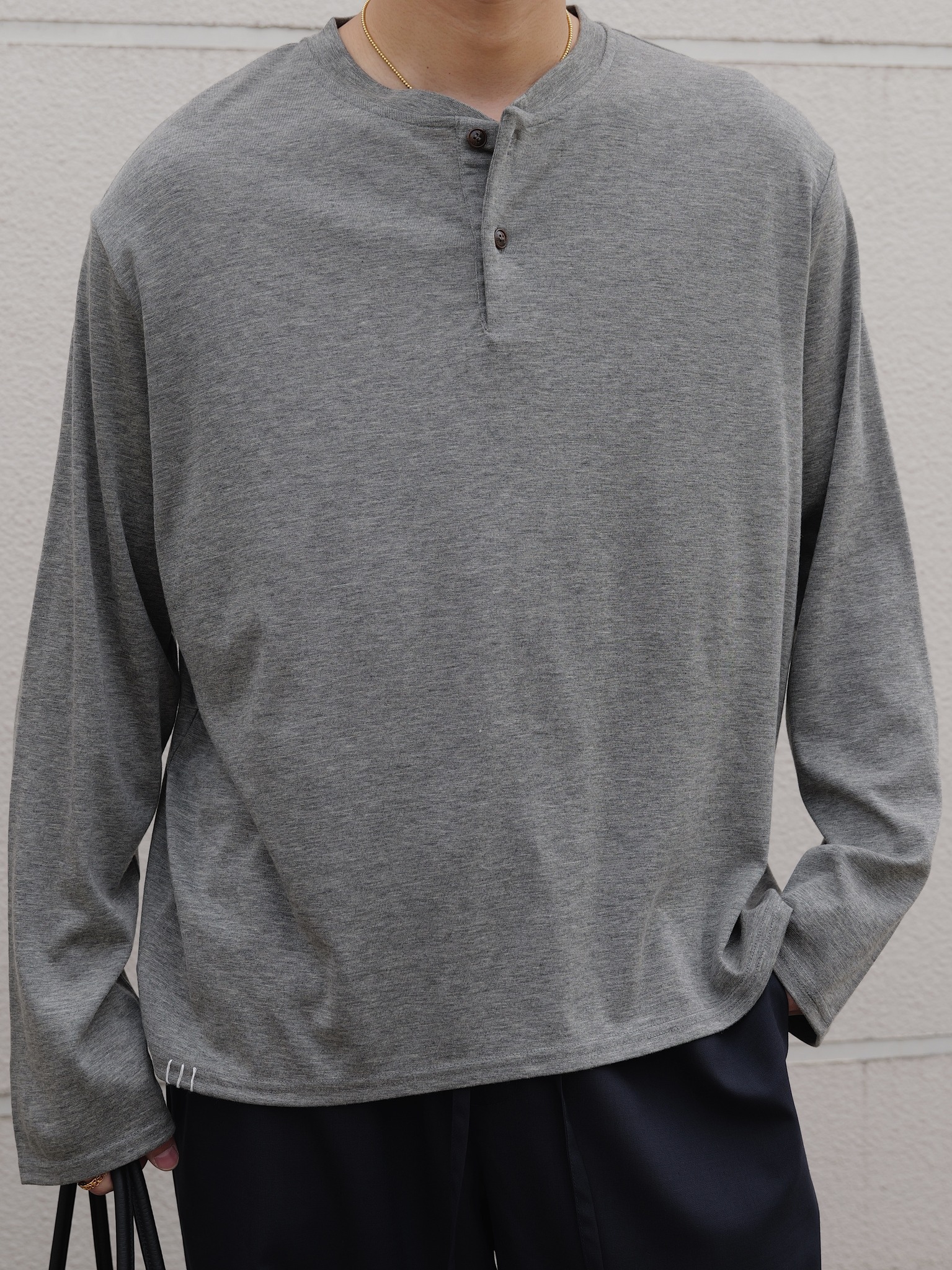 Unbent 26 S/S 羊毛混紡亨利領長袖