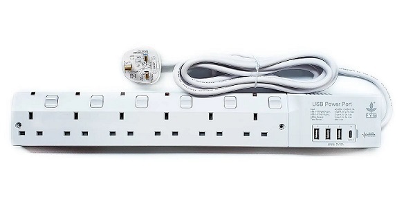 豐業 S664USB 13A 6位獨立燈制排蘇連 3A+1C 500394660