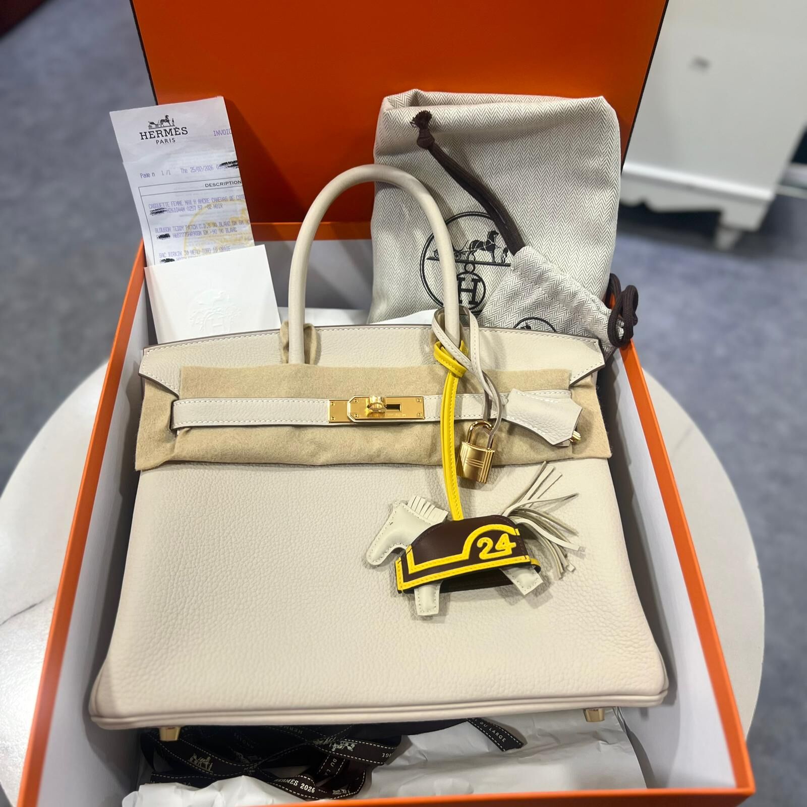 G刻!!! 新鮮單~全新BIRKIN 30,10/CRAIE,TOGO ,GHW, 奶昔白金扣 #B30, #鉑金包, #BRAND NEW #香榭站正品