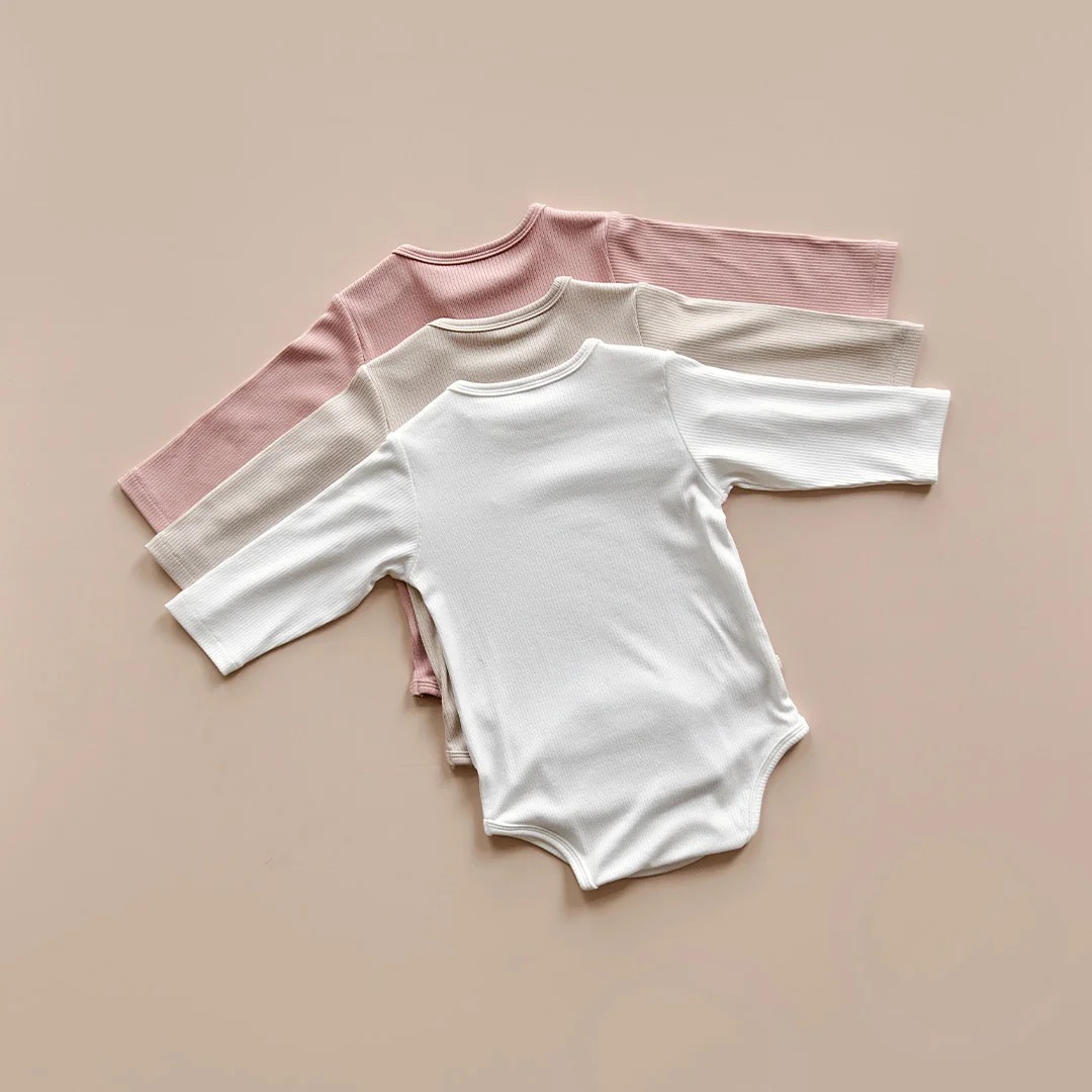 26S/S DTD一碰閉合磁扣系列🧲-羅紋彈性包屁衣