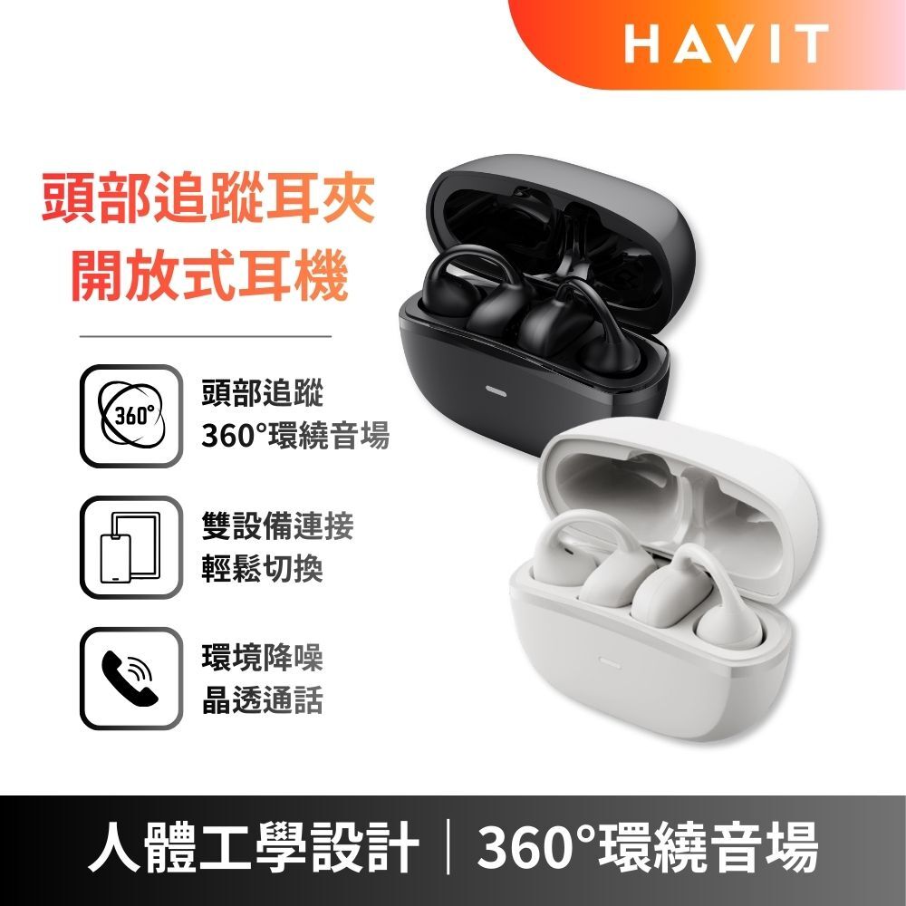 【HAVIT】OWS916 頭部追蹤耳夾開放式藍牙耳機 (自定義EQ)