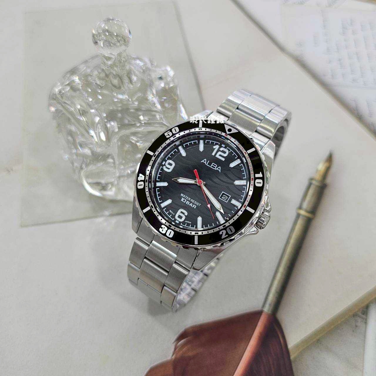 【ALBA 雅柏】黑海潮波紋 VJ32-X339D 44mm 現代鐘錶