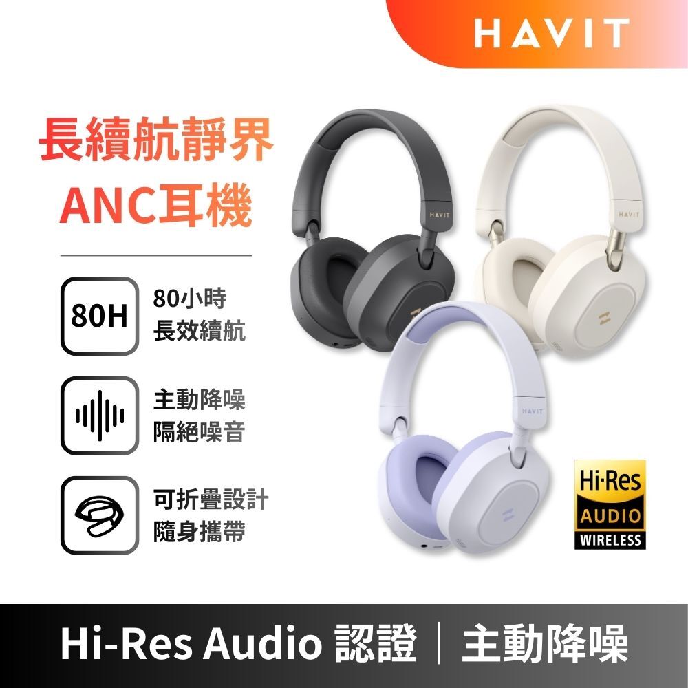 【HAVIT】H668BT 長續航靜界ANC藍牙耳罩式耳機