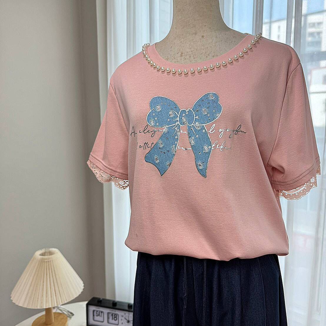 A8117-領珍珠.貼片蝴蝶結棉衣