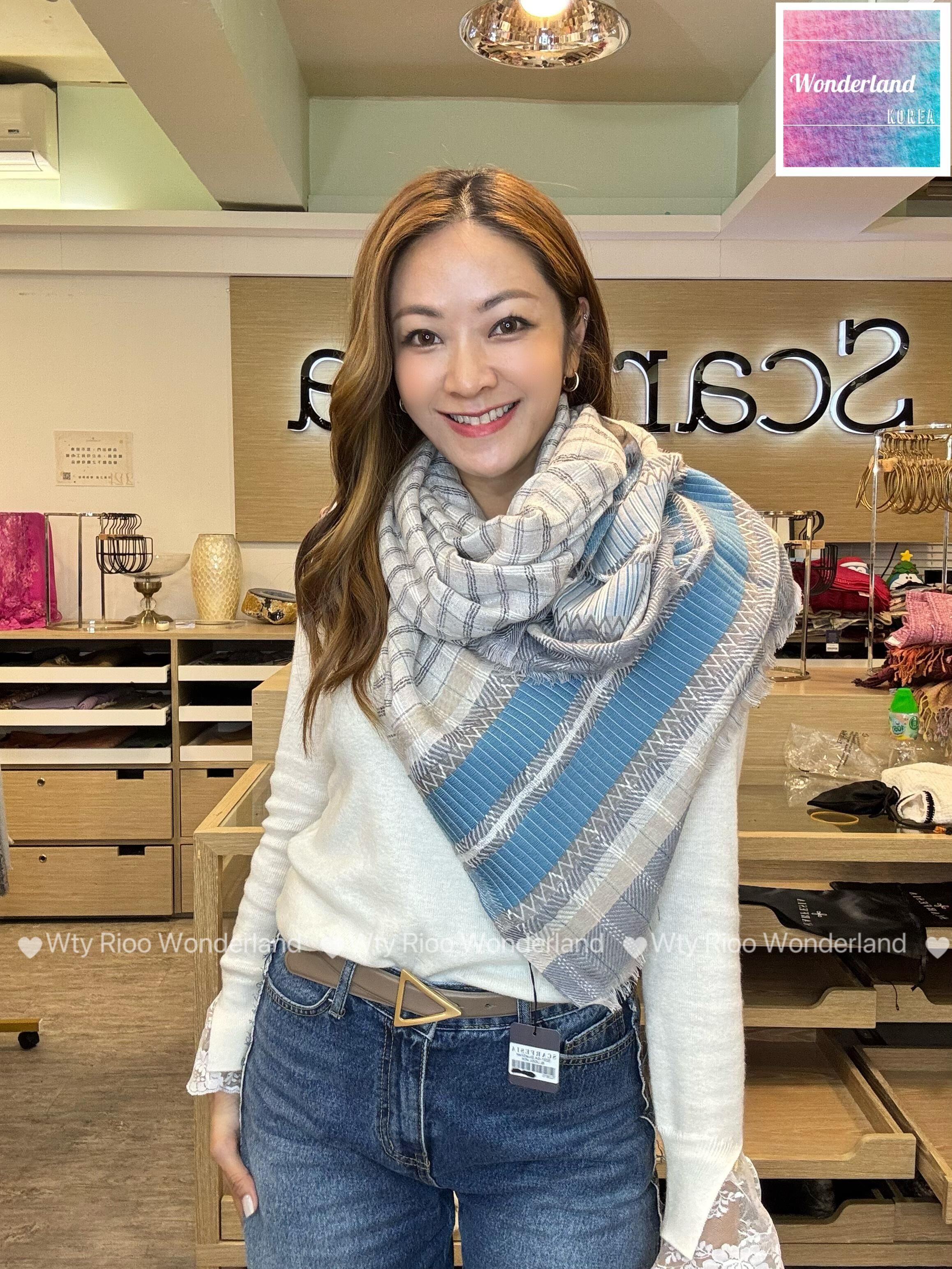 W022602英倫格仔 silk wool羊毛頸巾