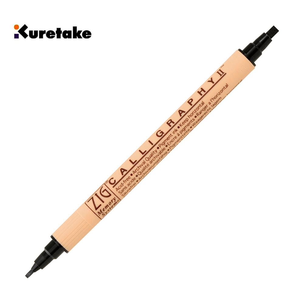 ZIG 雙頭平頭麥克筆 2mm/3.5mm 黑色 / Kuretake 吳竹