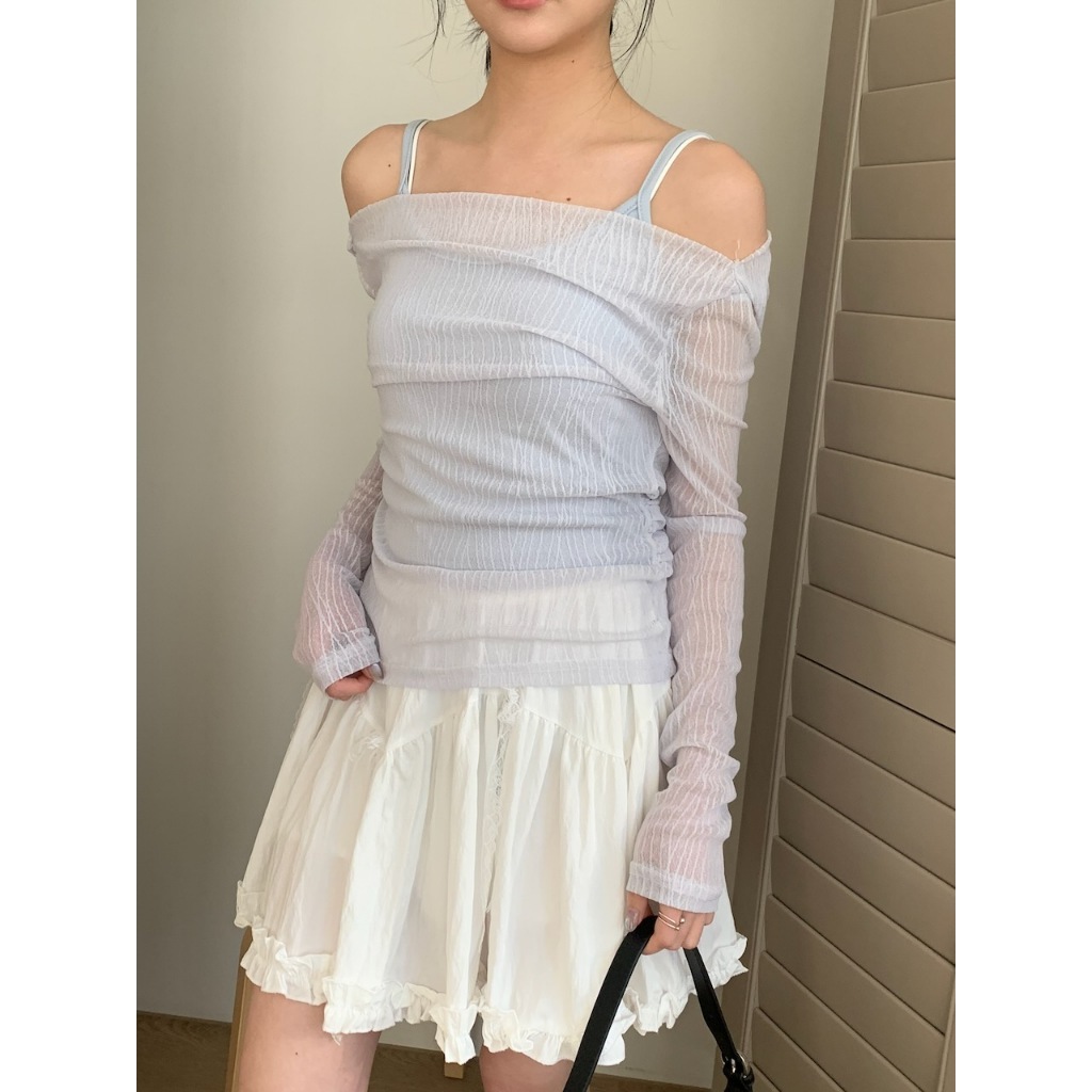 A03 仙女垂墜蕾絲上衣+細肩背心套裝 #9869