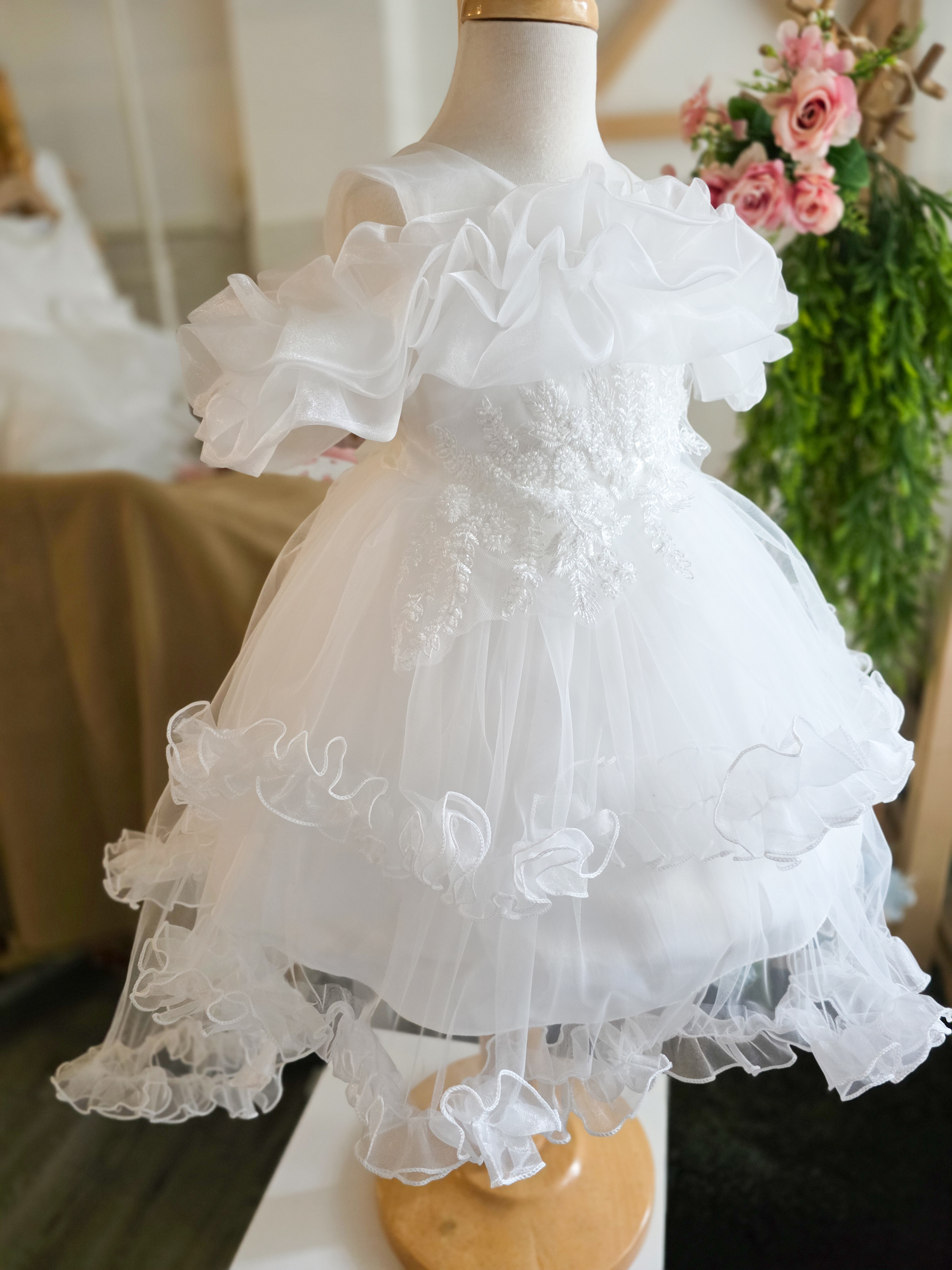 雪瀾露肩紗 拖尾洋裝/小禮服