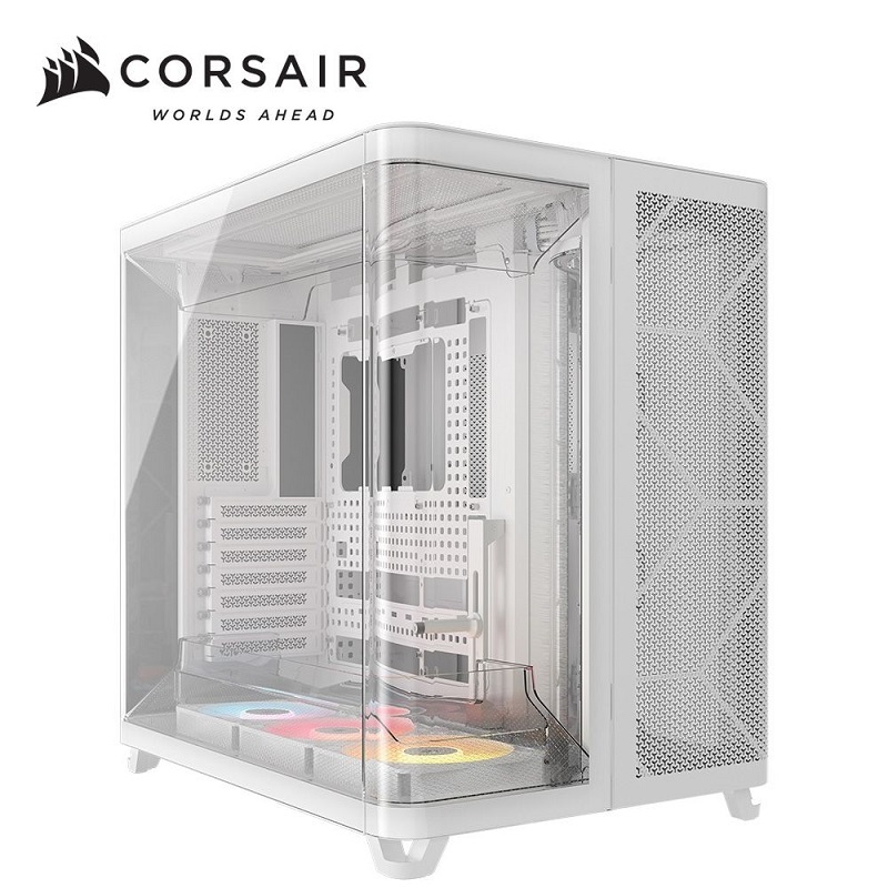 海盜船 Air 5400 三艙式全景玻璃 E-ATX機殼 黑/白 附RS120R炫光風扇*3/附LX120R炫光風扇*3