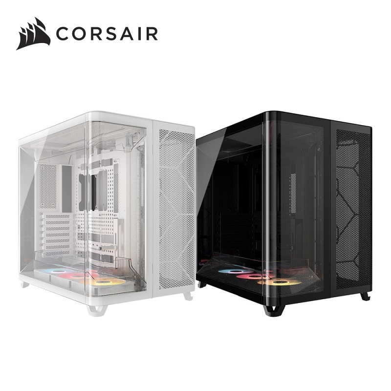海盜船 Air 5400 三艙式全景玻璃 E-ATX機殼 黑/白 附RS120R炫光風扇*3/附LX120R炫光風扇*3