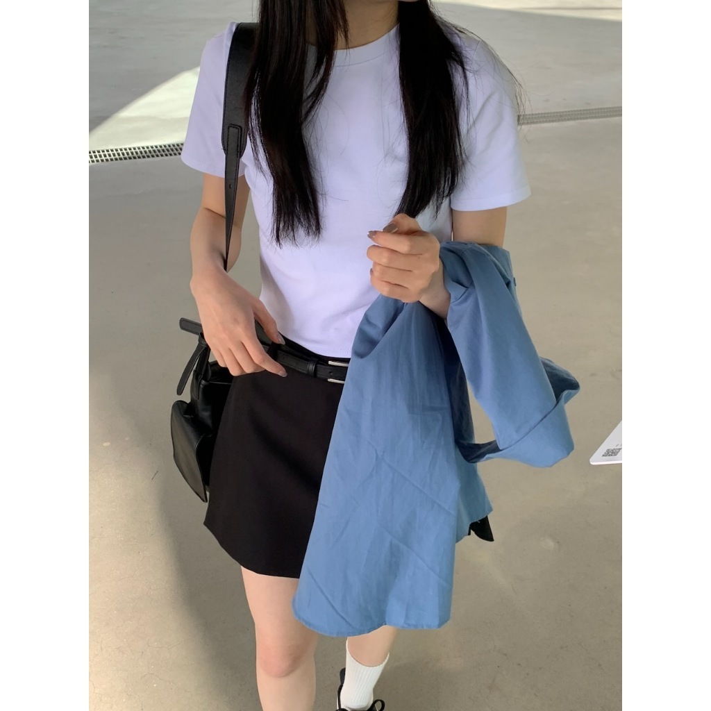 A08 早春必買 包色短版棉T #9879