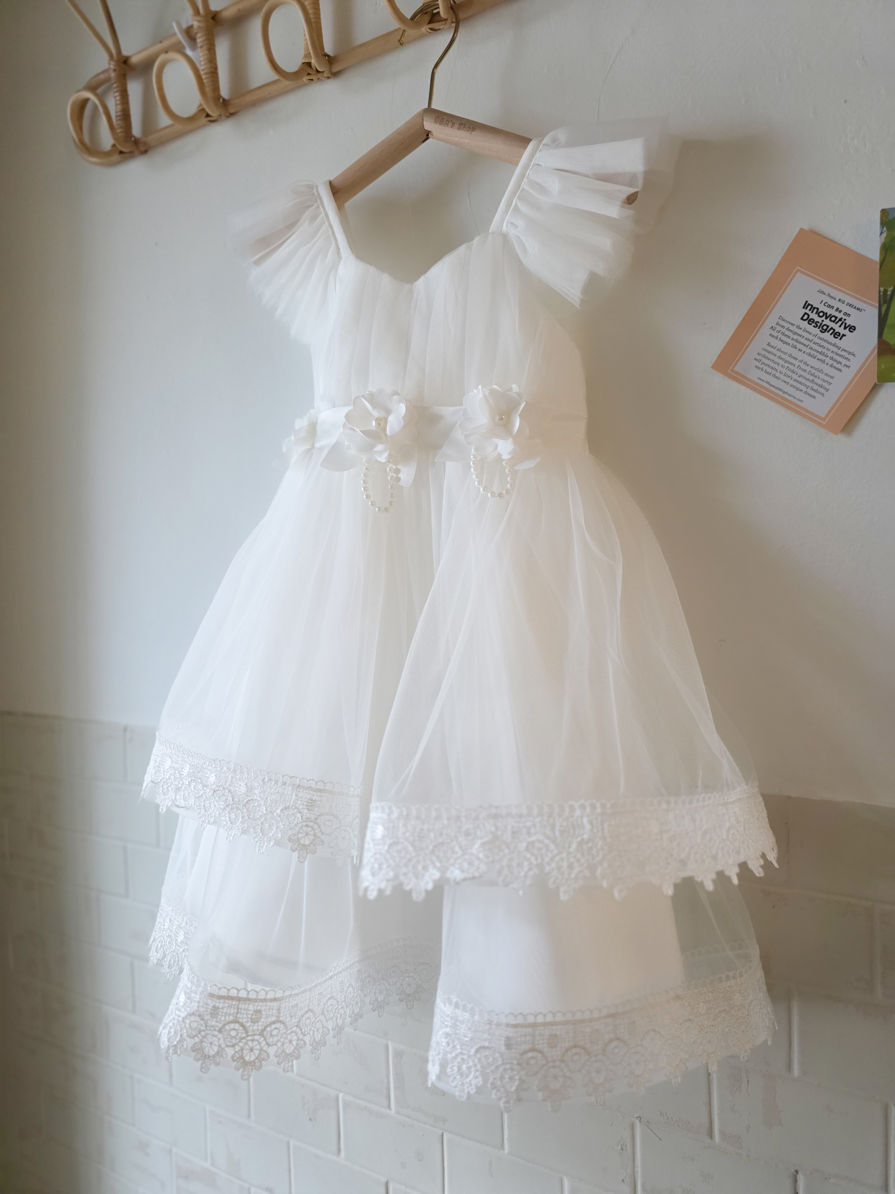 腰間花舞紗 拖尾洋裝/小禮服