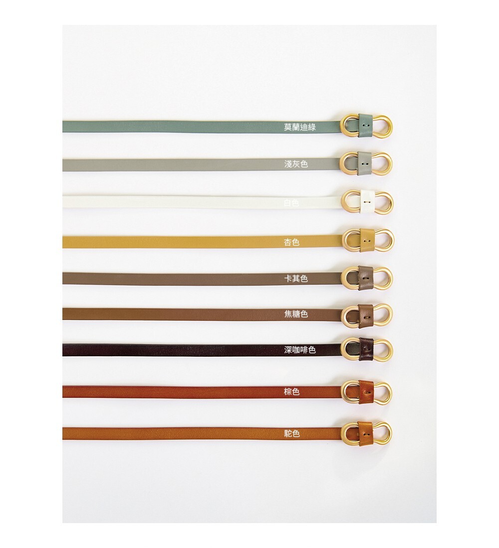 霧金蝴蝶結真皮細皮帶10001