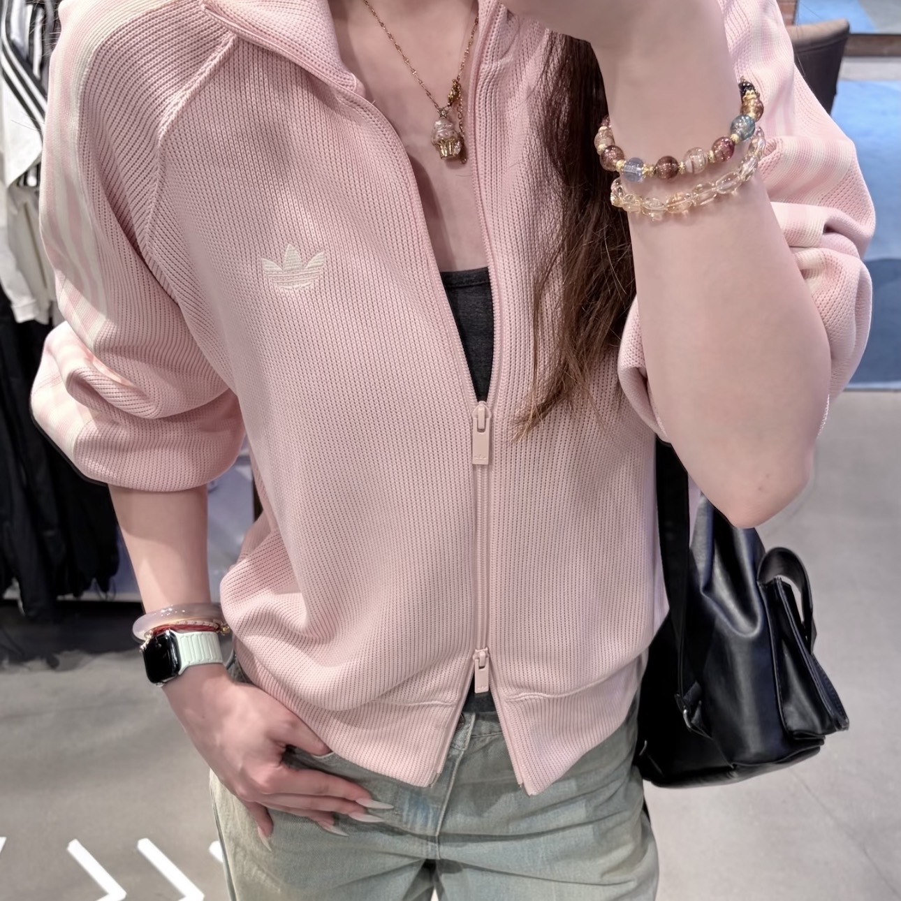 ADIDAS ORIGINALS 淡粉 淺粉 三線外套 針織 愛迪達 三葉草 女款 KQ5489