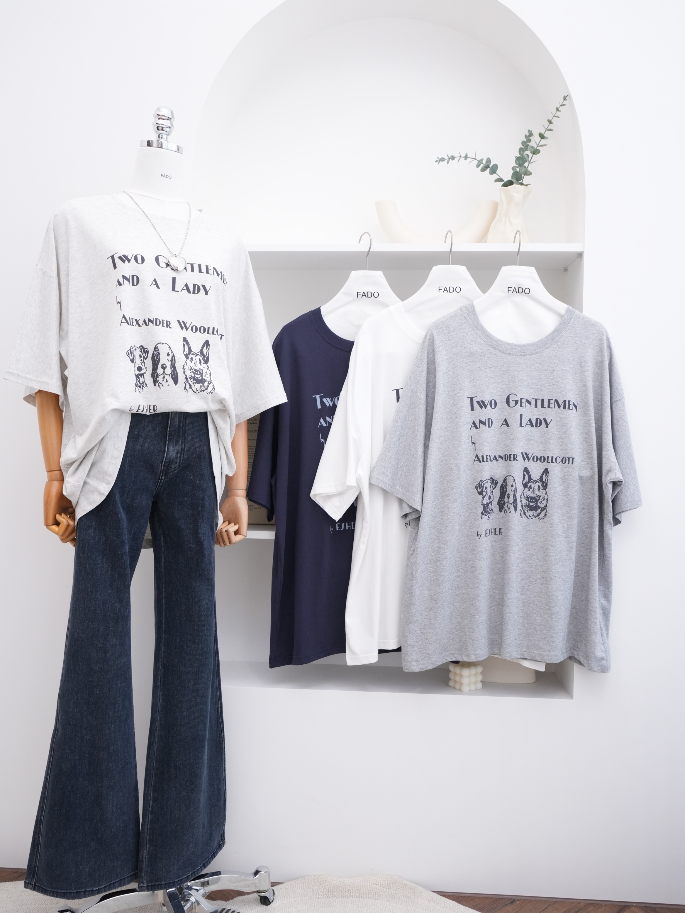 法朵Fado shop｜印字母狗狗੯·̀͡⬮圓領長版Tee 0215013 四色 {S-XL皆可穿} / oversiz