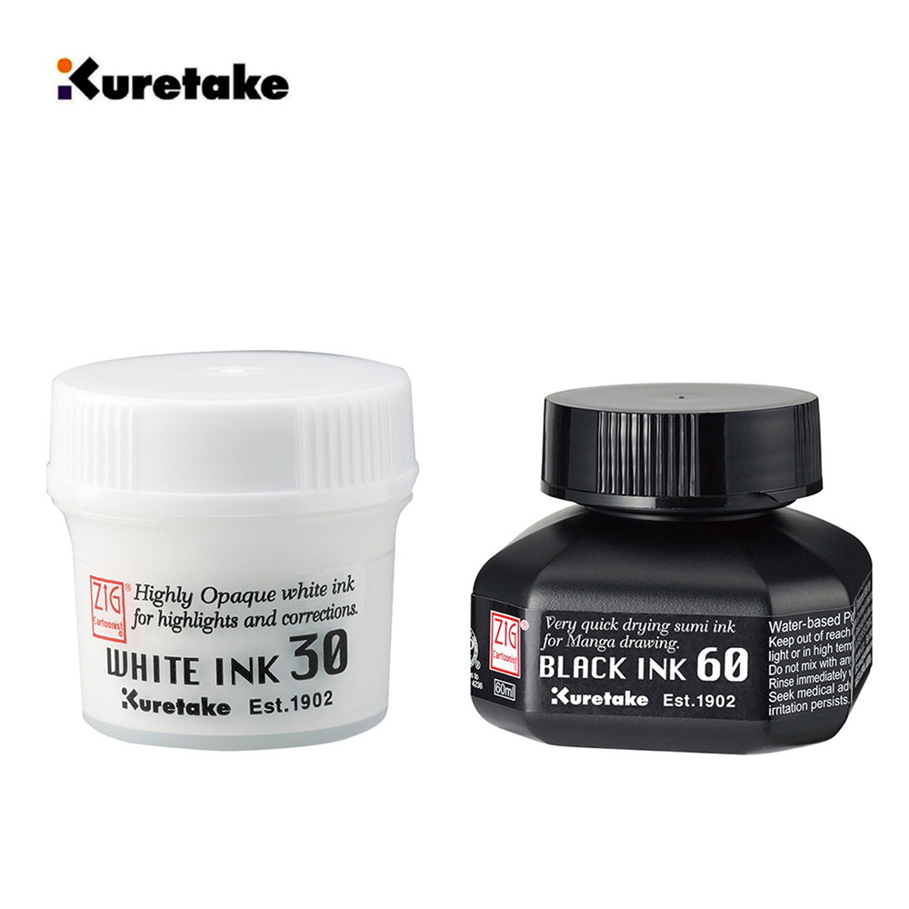 ZIG 漫畫用墨液 白 / 黑 | Kuretake 吳竹