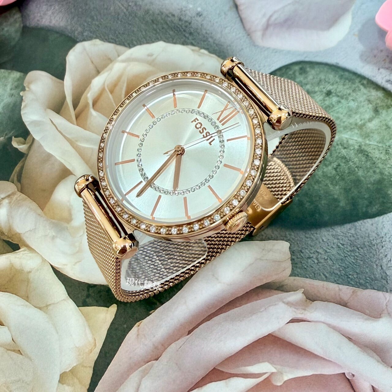【FOSSIL】晶鑽石英玫瑰金女錶BQ3989 36mm 現代鐘錶