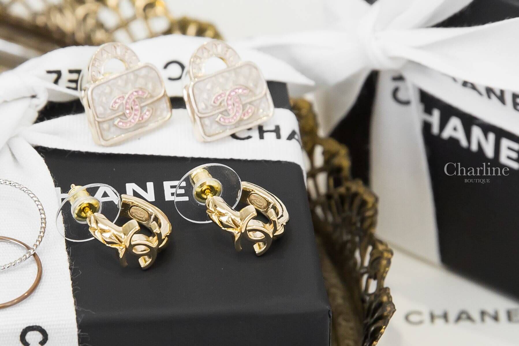 Chanel Hoop Earrings 金色CC菱格紋圓圈耳環-Charline Boutique 精品代購