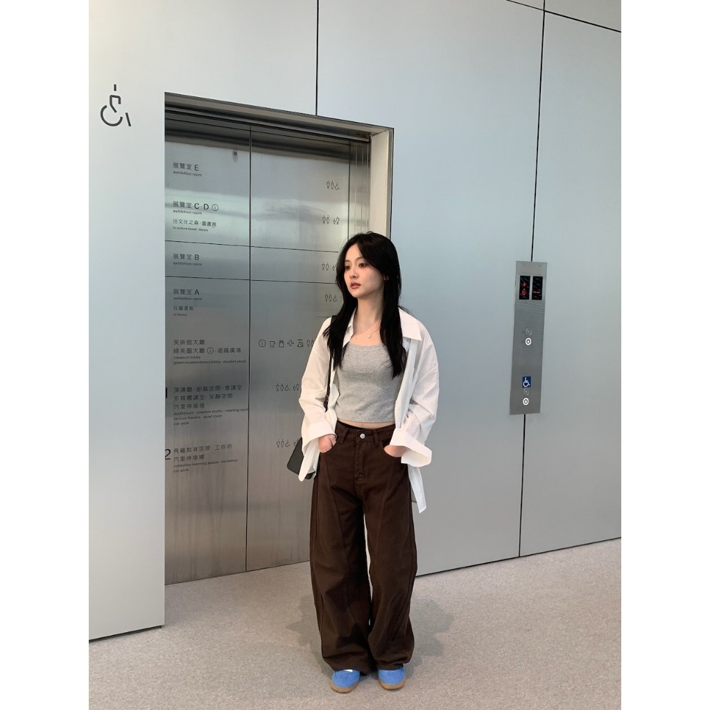 A16 行走質感 土色調繭型寬褲 #A3073