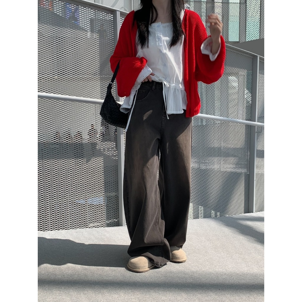 A17 入春第一條作舊刷色繭型寬褲 #A3088